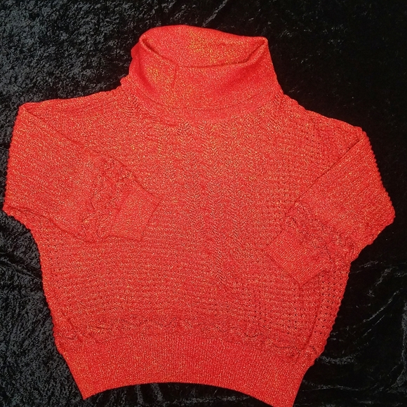 Vintage 90s Metallic Cowl Neck Knit Sweater - Picture 4 of 8